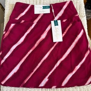 Lady Hagen dark pink and White Striped Skort with tummy control
